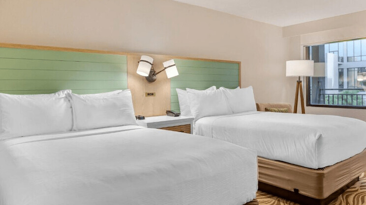 2 Double Beds, Courtyard View